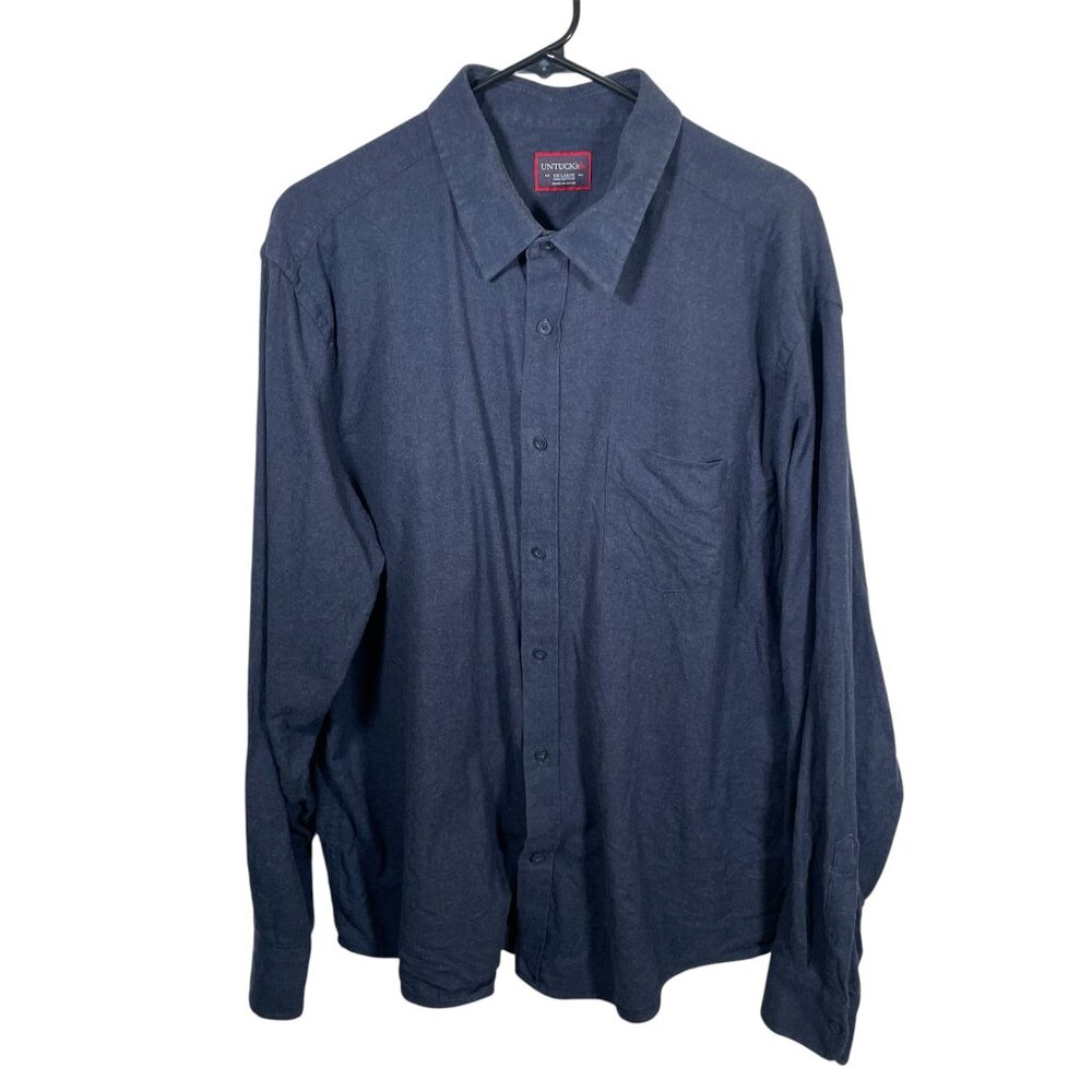 Untuckit Fuligni Brushed Flannel Shirt Mens XXL Blue Button Up 100% Cotton L/S